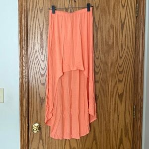Coral/peachy high low skirt